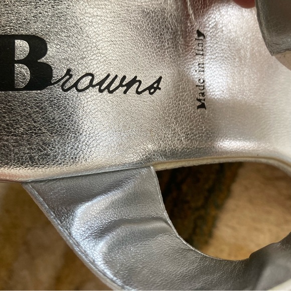 Browns wedge silver & cream sandals never worn outside made in Italy - Picture 10 of 11